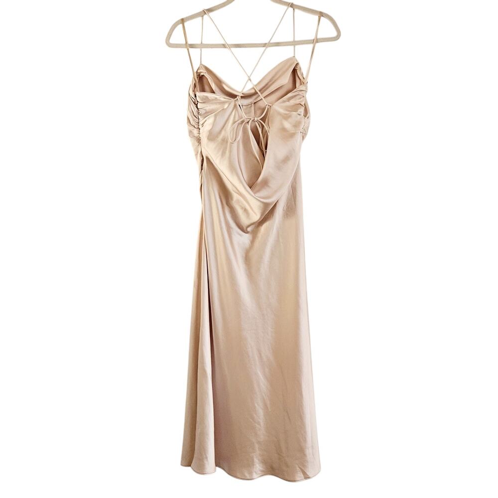 NWT Sachin & Babi Winter‎ Slip Dress in Gold Size 8 Satin Tie Back - Picture 7 of 14